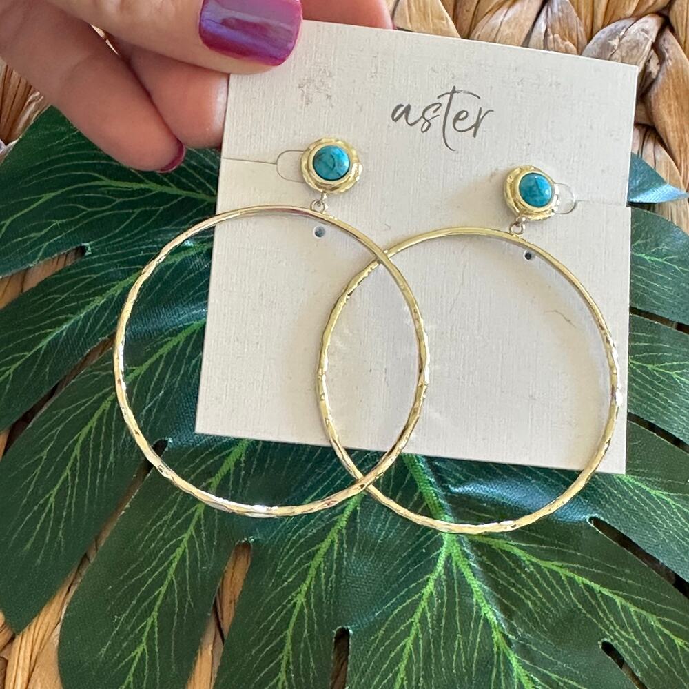 BOGO FREE Aster hoop earrings blue stone